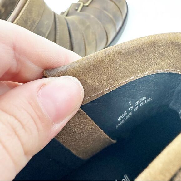 Jeffery Campbell Brown Distressed Belted Up Buckle Booties Size 7 - Picture 7 of 7